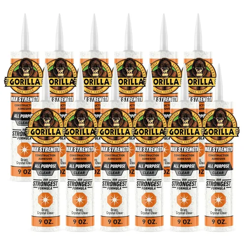 Vista 12 de Gorilla Max Strength - Adhesivo de construcción transparente, pegamento claro, cartucho de 9 onzas (paquete de 2) - Relleno de huecos e impermeable