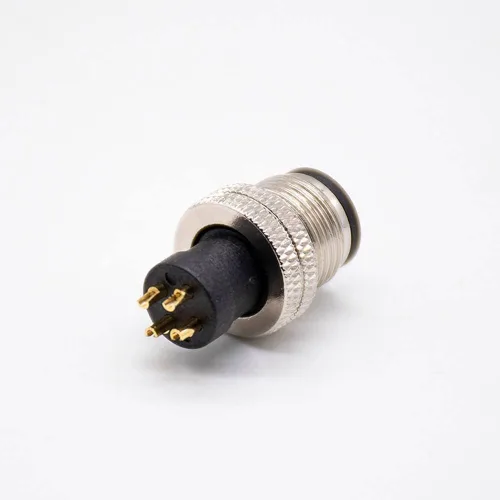 Vista 2 de Elecbee 4 Pin Connector M12 lnjection Molding Connector Male Straight Solder Cup A Code M12 Male Straight 4 Pin Connector