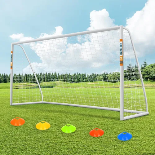 Vista 9 de ORIENGEAR Soccer Goal, 12x6/10x6.5/8x6/6x4 Full Size Soccer Goals for Backyard, Soccer Net with Training Discs, Portable Soccer Goal for Kids and