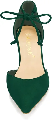 Vista 2 de Allegra K Zapatos de vestir para mujer con punta de amarre en el tobillo, Negro