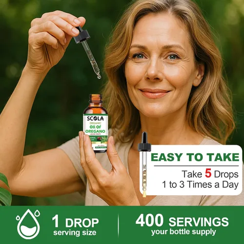 Vista 7 de SCOLA Organics Oil of Oregano Liquid Drops 2 fl oz (2.0 fl oz) Apoyo inmunológico concentrado a base de plantas Sin alcohol, orgánico, sin