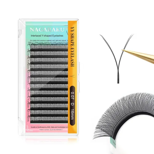 Vista 124 de NAGARAKU YY - Extensiones de pestañas, suministros Y, Lash 4D, Easy Fan, pestañas cruzadas de volumen ruso, pestañas YY, tejidas a mano, malla