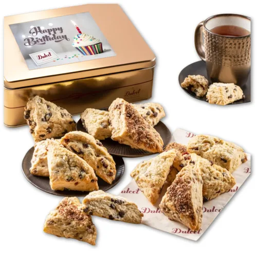 Vista 9 de Dulcet Gift Baskets Artesano Scone - Lata de regalo para el día del padre, pasteles gourmet para papá, abuelo, novio o compañero de trabajo.