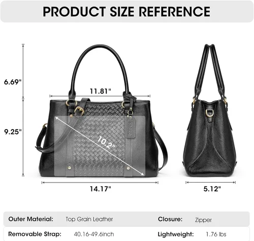 Vista 3 de Kattee Bolso bandolera de cuero genuino suave para mujer, con asa superior, bolsos cruzados y bolsos de mano