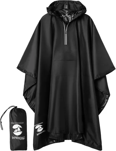 Vista 31 de SaphiRose Poncho de lluvia con capucha, impermeable, para hombres, mujeres y adultos Algas Azul 1 Pack