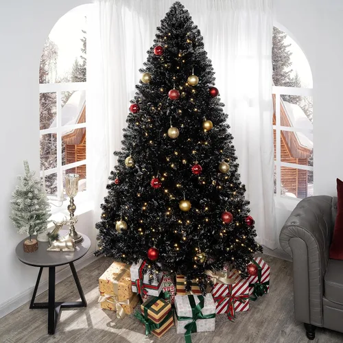 Vista 17 de Maria - Árbol de Navidad dorado preiluminado de 7.5 pies