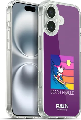 Vista 181 de Head Case Designs Funda de gel suave con licencia oficial de Peanuts Tropical Surf Snoopy Aloha Disco compatible con Apple iPhone 13 Mini Surf
