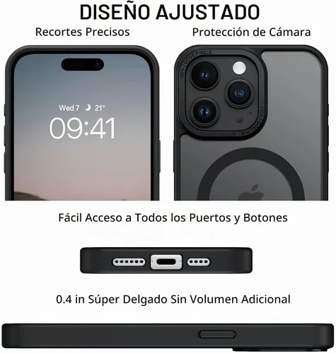 Vista 8 de BENTOBEN Funda magnética para iPhone 15 Pro Max, compatible con MagSafe, translúcida mate, esmerilada, antihuellas, delgada, a prueba de golpes