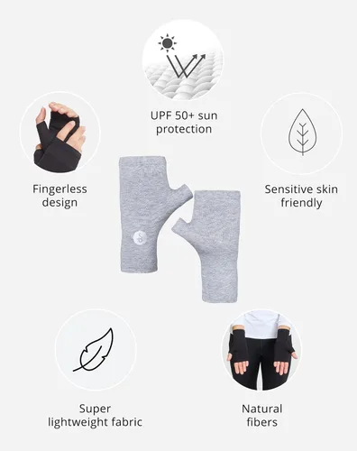 Vista 3 de Solbari Fundas de mano unisex UPF 50+, transpirables, protección UV, guantes de conducción sin dedos para piel sensible, accesorio al aire libre
