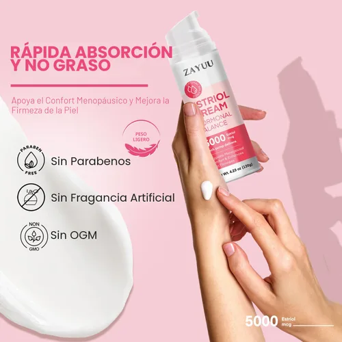Vista 5 de ZAYUU Crema facial de estriol para mujeres: hidratante con isoflavonas de ñame silvestre, trébol rojo y soya - Cuidado botánico de la piel