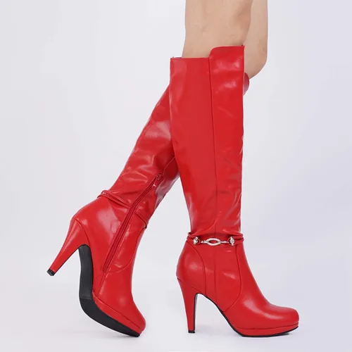 Vista 6 de DREAM PAIRS Botas de tacón alto hasta la rodilla para mujer