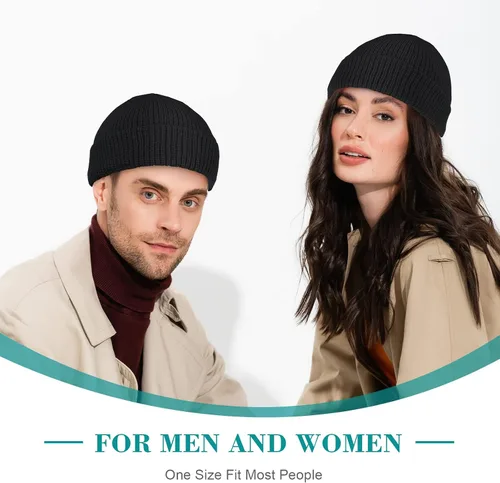 Vista 5 de SATINIOR Gorro de invierno para hombre y mujer, con borde enrollable, con borde enrollable