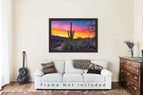 Vista 5 de Southwestern Photography Print (Not Framed) Picture of Saguaro Cactus at Sunrise in Sonoran Desert near Tucson Arizona Western Wall Art Nature Decor
