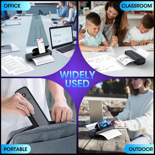 Vista 7 de Aixiqee - Impresora térmica portátil inalámbrica para viajes y uso doméstico, mini impresora Bluetooth sin tinta compatible con iOS, Android