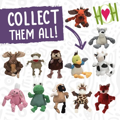 Vista 8 de HuggleHounds Knottie Juguete de Peluche para Perros - Juguete de Animal de Peluche para Perros, Juguetes para Cachorros, Juguete Chirriante