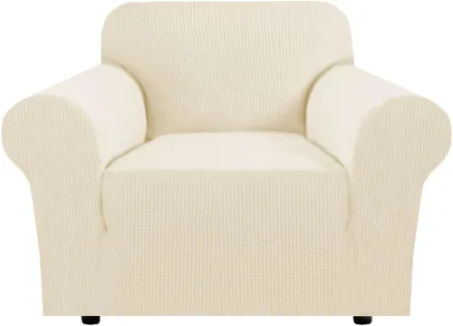Vista 79 de H.VERSAILTEX Funda elástica para sofá, fundas suaves para muebles de 3 cojines, con tela jacquard gruesa a cuadros con parte inferior elástica, sofá