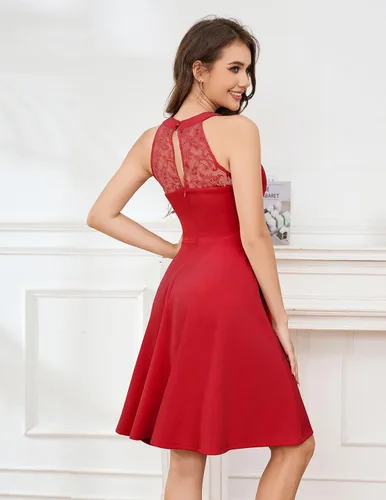 Vista 2 de Bbonlinedress Women Cocktail Prom Wedding Dress Halter Lace Evening Party Short Vintage Homecoming Dresses