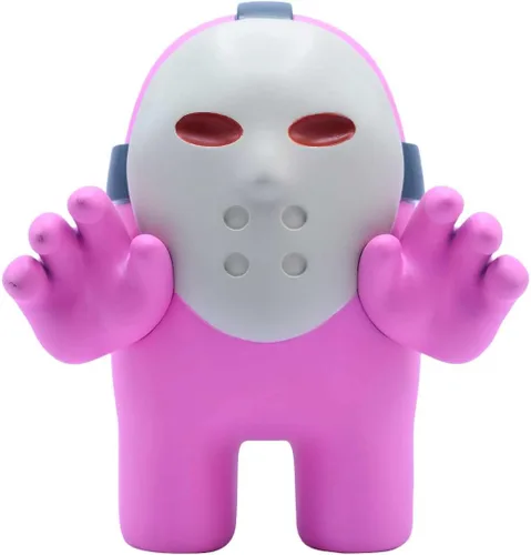 Vista 2 de Among Us Series 2 7″ Pink Crewmate con máscara de hockey - Figura coleccionable oficial de Just Toys