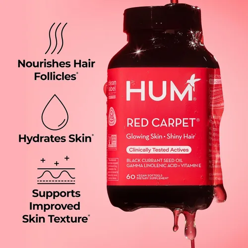Vista 2 de Fórmula para el pelo y las uñas Red Carpet de HUM, 60 cápsulas blandas vegetarianas