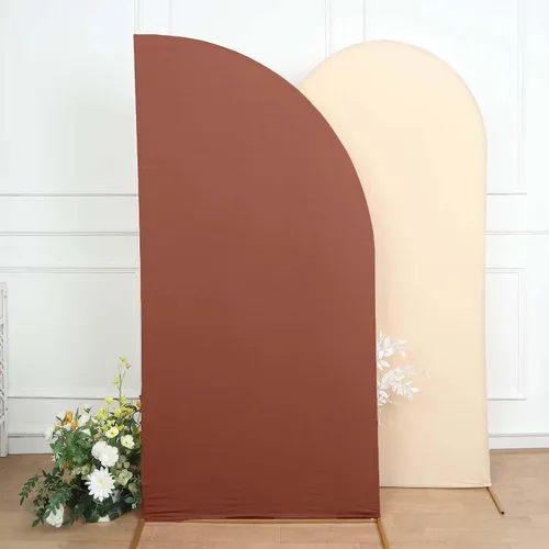 Vista 247 de Efavormart - Juego de 4 fundas de elastano beige para arco de media luna, fundas de telón de fondo Chiara de 2.5 pies a 7 pies para escenarios