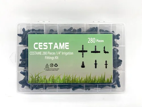 Vista 3 de Kit de 280 piezas de conectores con púas para accesorios de riego, conectores con púas de riego por goteo de 1/4'' kit de accesorios de tubería