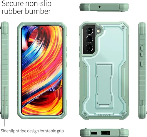 Vista 4 de ExoGuard Funda para Samsung Galaxy S22 Plus, funda de goma resistente a prueba de golpes con protector de pantalla para teléfono Samsung S22 Plus