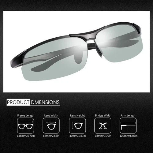 Vista 3 de Gafas de sol polarizadas fotocrómicas para hombre, gafas de seguridad fotocrómicas para mujeres, gafas de visión nocturna, UV400, deportes al aire