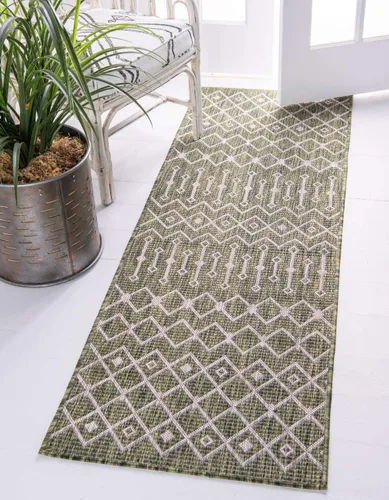 Vista 98 de Unique Loom Outdoor Trellis Collection - Alfombra de área con diseño de enrejado tribal (2 pies 2 pulgadas x 3 pies 1 pulgada, ovalada, azul/marfil)