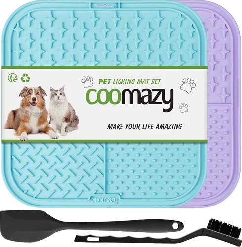 Vista 7 de Coomazy Alfombrilla para lamer perros y gatos, alimentador lento y diseño antideslizante, reductor de aburrimiento y ansiedad, adecuado