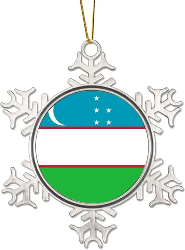Vista 14 de Bandera nacional de peltre copo de nieve adornos de Navidad de China Taiwán bandera adornos para árbol de Navidad, decoración colgante de metal