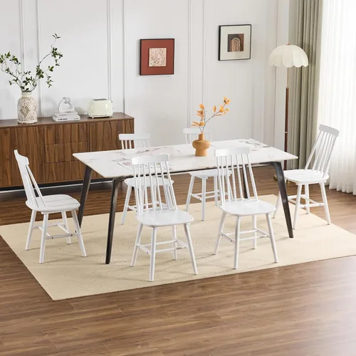 Vista 10 de Windsor - Juego de 2 sillas de comedor, sillas de madera con respaldo de husillo para cocina y comedor, sillas de comedor de madera de campo