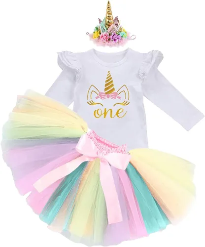 Vista 11 de Disfraz de princesa para bebé y niña de primer cumpleaños, con diseño de unicornio y falda tutú arcoíris (zapatos)