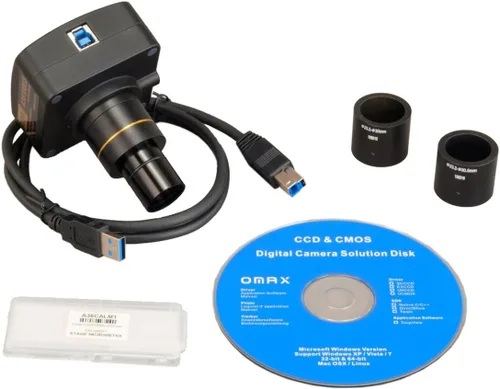 Vista 2 de OMAX Cámara de microscopio USB digital USB3.0 de 10.0MP con software avanzado y diapositiva de calibración