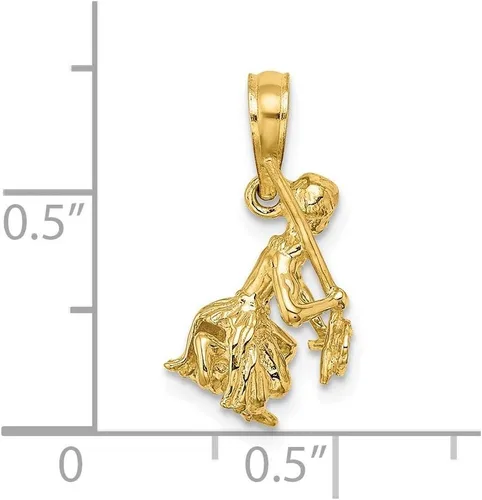 Vista 3 de Collar con colgante de oro amarillo de 14 quilates con cadena de 18.0 in de longitud