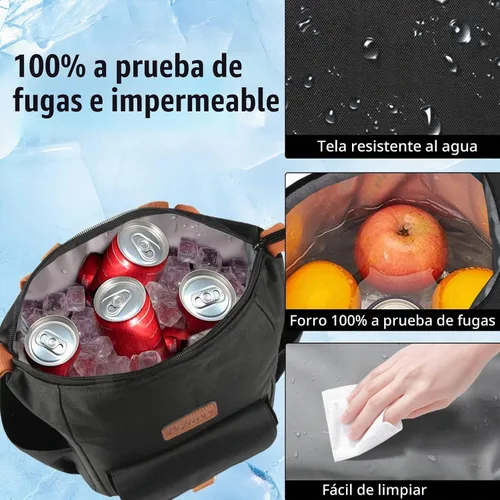 Vista 2 de Joymee - Lonchera con aislamiento, a prueba de fugas, gran capacidad, reutilizable, versátil, con correa de hombro ajustable y bolsillos laterales