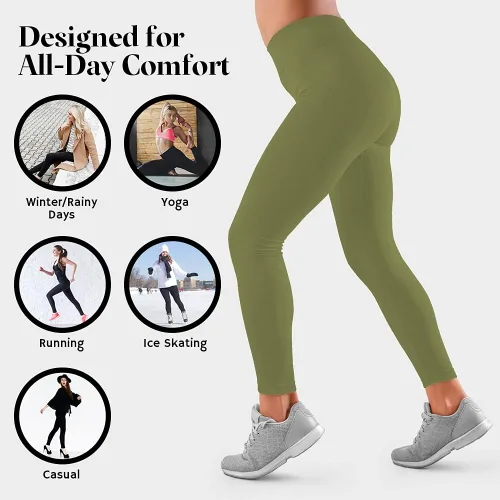 Vista 6 de Active Club mallas de mujer con forro de polar Sin costura con cintura ancha cepillado suave