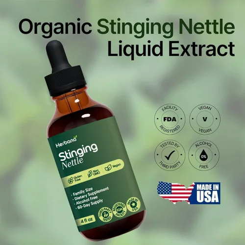 Vista 4 de Extracto líquido de hoja y raíz de ortiga picante, 4 onzas líquidas, soporte urinario y renal natural para hombre y mujer, Urtica Dioica orgánica