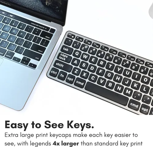 Vista 2 de Teclado con cable Macally para Mac (USB C + A) - Letra grande e retroiluminada para Apple - Teclado USB C de 107 teclas de tamaño completo