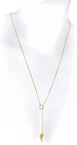 Vista 3 de Collar de oro amarillo macizo italiano de 14 quilates con colgante de ala de ángel 280in