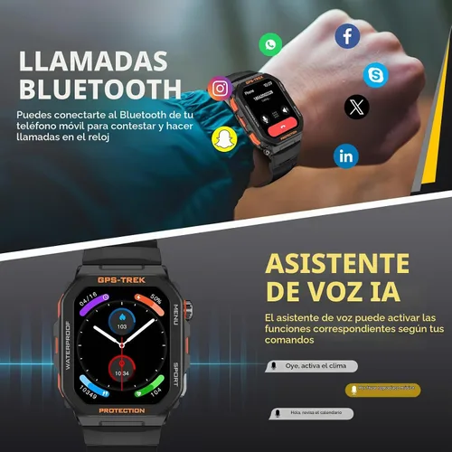 Vista 5 de Relojes inteligentes militares para hombres GPS incorporado con llamada