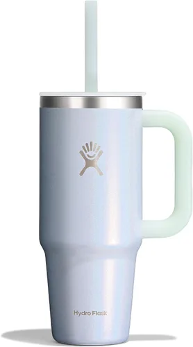 Vista 80 de Hydro Flask Vaso de Viaje con Asa, Tapa y Pajita - Acero Inoxidable Aislado en 24 Oz Aloe