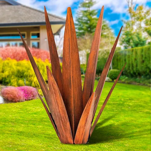 Vista 13 de KODIBO Planta de agave de metal de 24 pulgadas, decoración al aire libre Negro