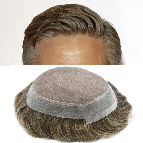 Vista 46 de Toupee For Men Hair Piece Fine Mono Hair System For Men Human Hair Mens Toupee Hair Piece For Men Hair Replacement Protesis Capilar 8x10 Medium