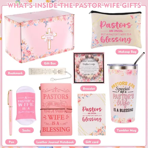 Vista 2 de Regalos de apreciación para la esposa del pastor para mujeres, regalos cristianos, regalo único para la esposa del pastor que incluye diario, vaso