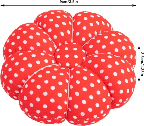 Vista 3 de Rolybag Alfileres de muñeca con correa elástica, cojín de aguja de calabaza para costura, pinza de aguja portátil, para costura o manualidades (rojo)