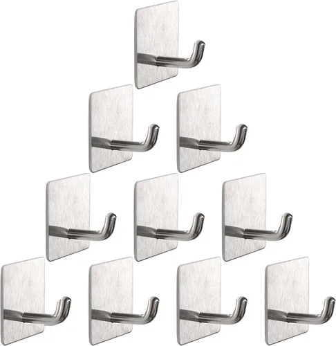 Vista 9 de Ganchos para toallas de baño, paquete de 4 ganchos autoadhesivos para abrigos, resistentes sin perforaciones, gancho para bata, colgador de ropa
