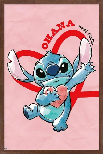 Vista 10 de Trends International Disney Lilo and Stitch - Póster de pared de corazones, 22.4 pulgadas de largo x 14.7 pulgadas, versión enmarcada en madera