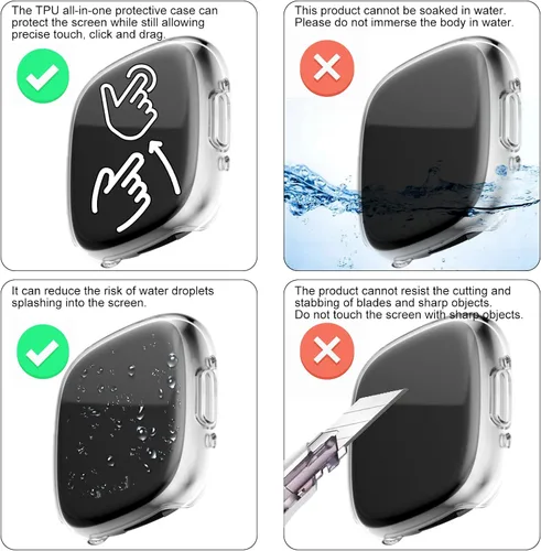 Vista 5 de Rc-Z Funda protectora para Fitbit Sense & Versa 3 con protector de pantalla, paquete de 4, material de TPU antiarañazos, compatible con versiones