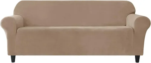 Vista 13 de Funda elástica para sofá de 3 cojines, 1 funda de terciopelo para sofá, fundas protectoras de muebles con parte inferior elástica, lavable a máquina