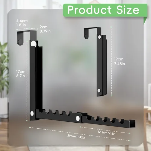 Vista 4 de Ganchos para colgar ropa, extendidos sobre la puerta con 10 crestas, ahorro de espacio sobre el estante de la puerta, ganchos de puerta para colgar